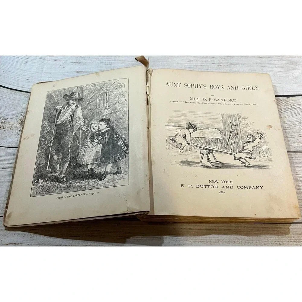 1881 Antique Childrens Book Aunt Sophy's Boys and Girls Mrs Sanford Dutton TubH2